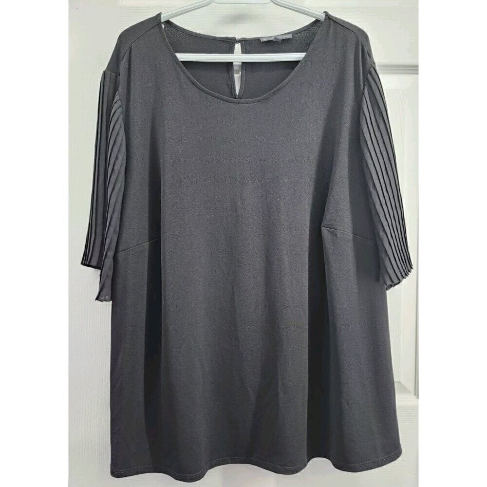 Adrianna Papell Black Short Sleeves With Pleats Size 3x